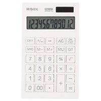 文具白色直板计算器 时尚太阳能双电源桌面计算机 学生/办公通用12位大屏计算机 单个装ADG98756