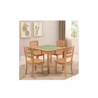 中伟老年公寓家具1桌4椅桌椅组合简易家用实木棋牌桌餐桌两用活动室手搓麻将桌象棋方桌正方形棋牌