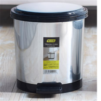 龙士达 塑料垃圾桶 脚踏式 翻盖静单大容量9L