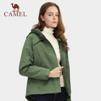 骆驼(CAMEL) 户外冲锋衣男女潮牌三合一可拆卸加绒加厚外套服装 A9W118232 军工绿 女 S