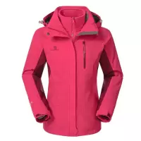 骆驼冲锋衣女登山服装三合一可拆卸加绒加厚旅游外套