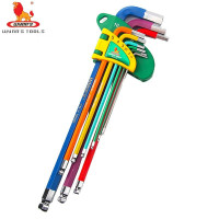 威力狮(wynn‘s) 9件套加长彩塑公制球头型内六角扳手 六角螺丝刀内六角扳手组套W9921A