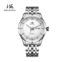 上海手表机械表男女款 商务精英自动机械表 夜光指针三针日历防水 潮流手表国表 SH3076