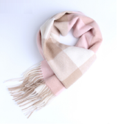 里博(leeb)羊毛格子围巾女士披肩俩用 秋冬季加厚 50M15318 浅粉