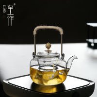 至作(ZHIZUO) 荷叶双鱼挂珍珠 耐高温玻璃茶壶500-599ml