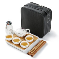 金镶玉 旅行茶具套装 便携陶瓷功夫茶具一壶四杯 称心如意旅行茶具