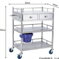 加厚双抽屉不锈钢医推车 66*44*86