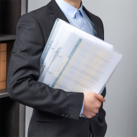 得力（deli）5381 活页夹 二孔打孔文件夹 D型透明2孔两孔资料夹 学生试卷夹 10只/装