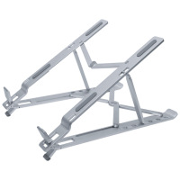 劲度 笔记本电脑支架铝合金硅胶防颈椎式散热调节11档散热支架 灰色