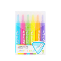 荧光笔标记记号笔彩色学生用糖果色粗划重点一套装萤光银光笔 混色6支装