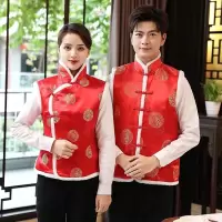 Zs-唐装棉马甲节庆小棉袄族风喜庆背心演出服超市棉坎肩