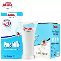 甘蒂牧场半脱脂高钙纯牛奶1L*6礼盒装送礼 德国原装进口MUH牧牌部分脱脂低脂纯牛奶家庭共享装(德国产)