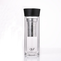 库特玻璃杯双层直身带茶漏杯商务办公泡茶杯 SH904-280