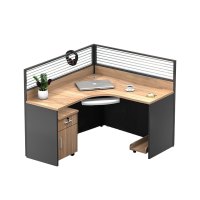 震海 办公家具L型单人位办公桌带柜子组合屏风工位单人位电脑桌现代简约员工桌职员工作位办公室桌子员工办公桌椅