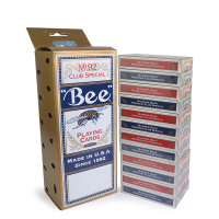 小蜜蜂bee扑克牌美国原装进口纸牌 NO.92bee黑杰克21点扑克 一条12副(6副红色+6副蓝色)