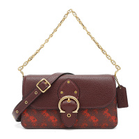 COACH女包蔻驰奢侈品女士专柜款BEAT系列酒红色PVC配皮手提单肩斜挎包手拿包礼物6910 B4RTQ