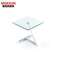 麦格尚 钢化玻璃茶几 C48圆形咖啡桌售楼部洽谈桌接待茶几 KF 方几