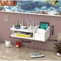 免打孔客厅电视墙上机顶盒架置物架路由器收纳盒