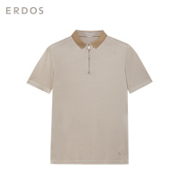 ERDOS 秋冬含桑蚕丝小翻领短袖男T恤
