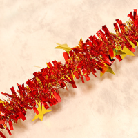 彩带彩条毛条新年装饰拉花(3米红+金彩条)100条起发