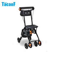 TacaoF 老年人助行手推车上飞机免托运 铝合金轻便折叠免安装可坐 轻便 黑色 T-CPS02