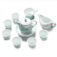 苏氏陶瓷(SUSHI CERAMICS) 茶具套装 忆荷陶瓷功夫茶具青瓷手绘描金茶杯子带礼盒(茶壶)