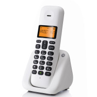 摩托罗拉(MOTOROLA) T301C数字无绳电话机 无线座机 单机 大屏幕白色背光 清晰免提 办公家用 (白色)