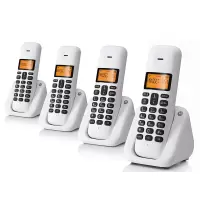 摩托罗拉(MOTOROLA) T301C数字无绳电话机 无线座机 单机 大屏幕白色背光 清晰免提办公家用 (白色)一拖三
