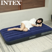 蓝色植绒单人充气床垫 居家躺椅 露营帐篷气垫床
