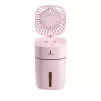 顺奇特 迷你便携七彩空气加湿器 办公小型USB充电桌面小风扇 粉色 U9喷雾风扇