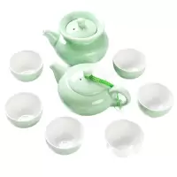 苏氏陶瓷(SUSHI CERAMICS)青瓷茶具方栖陶瓷茶壶茶杯10头功夫茶具套装礼盒
