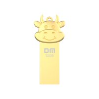 DM 32GB USB3.1 U盘 小金牛PD166 金色 牛年生肖纪念优盘 车载高速传输防水防震 创意礼品