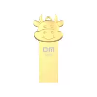 DM 128GB USB3.1 U盘 小金牛PD166 金色 牛年生肖纪念优盘 车载高速传输防水防震 创意礼品