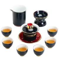 苏氏陶瓷 SUSHI CERAMICS 茶具套装高白土手工描金茶杯子西施壶礼盒功夫茶具套装(盖碗)