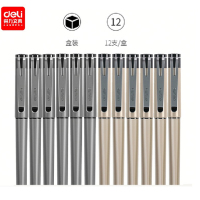 得力deli S96中性笔商务金属签字笔中性笔水笔黑色0.7mm 12支/装