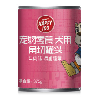 顽皮Happy100犬用18版角切牛肉+蔬菜罐头375g