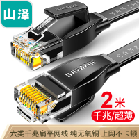 山泽(SAMZHE) 六类千兆无氧铜扁平网线 网络连接跳线 黑色2m HBP602