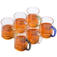 苏氏陶瓷(SUSHI CERAMICS)高硼硅玻璃直筒茶杯6色装一人一色耐高温玻璃水杯(大号)