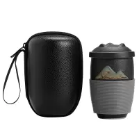 苏氏陶瓷 (SUSHI CERAMICS) 过滤茶杯手绘彩画随手杯家用办公旅行便捷陶瓷茶格盖杯