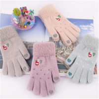 女士触屏手套冬季保暖加绒加厚针织手套（10双）