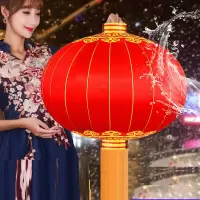 嬉斗 大红灯笼绸布大红灯笼喜庆铁口200#(撑起直径150cm) 一对
