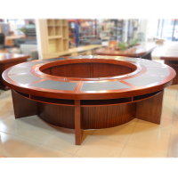 贴实木木皮大型会议桌圆形会议台 会议桌H-01-A# 3000×3000×760