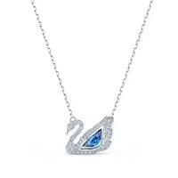 SWAROVSKI 施华洛世奇DAZZLING SWAN蓝色天鹅人造仿水晶项链女锁骨链吊坠5533397 礼物女轻奢饰品