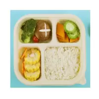 一次性四格餐盒外卖打包盒玉米淀粉环保快餐盒可降解餐具 四格餐盒 200个/箱 带盖