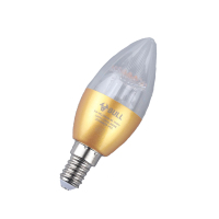 公牛led灯泡RS节能14螺3W黄光烛形暖光蜡烛灯小螺口水晶灯 3W金色 5支装
