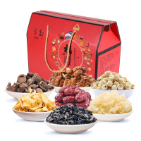 雪都百福礼盒 干货礼盒1430g 内含珍珠菇 百合干 银耳花 黑木耳 滑子菇 莲子 新疆红枣