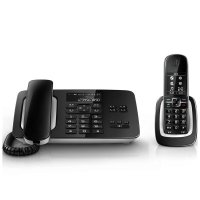 得力录音电话机 子母机 无线座机 办公家用 中文菜单 自动录音 DCTG 492+ 黑色