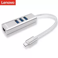 联想(Lenovo)C615分线器Type-c转千兆网口+3USB高速扩展一拖四适用于华为小米苹果等