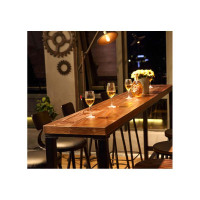 霜叶 复古实木吧台桌 黄色