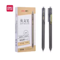 得力(deli) S306 0.5mm按动高粘度中性笔英文笔圆珠笔 迷你头12支/盒